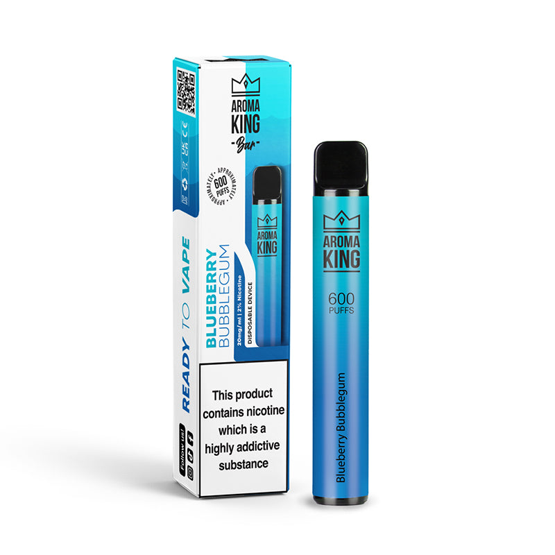 Aroma King | 600 Puffs | 0mg 10mg | Disposable Vape Pen | Blueberry Bubblegum