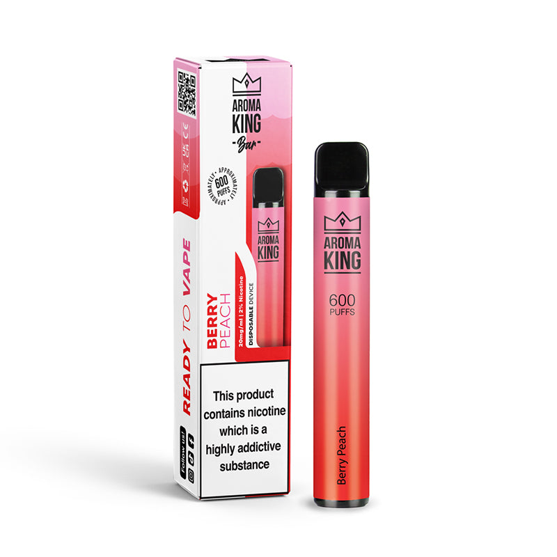Aroma King | 600 Puffs | 0mg 10mg | Disposable Vape Pen | Berry Peach