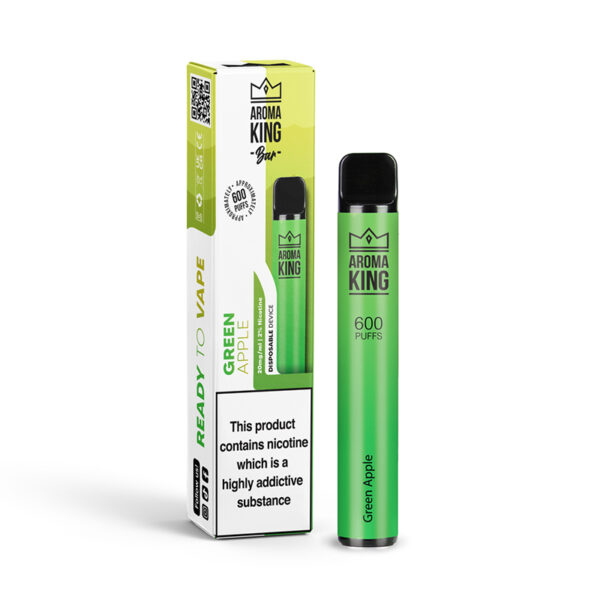 Aroma King | 600 Puffs | 0mg 10mg | Disposable Vape Pen | Green Apple