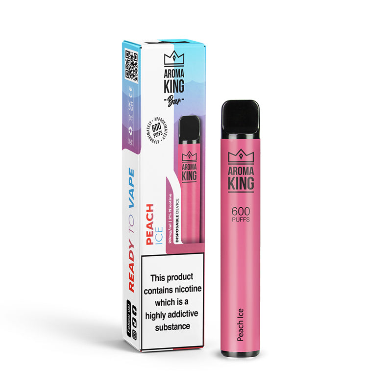 Aroma King | 600 Puffs | 0mg 10mg | Disposable Vape Pen | Peach Ice