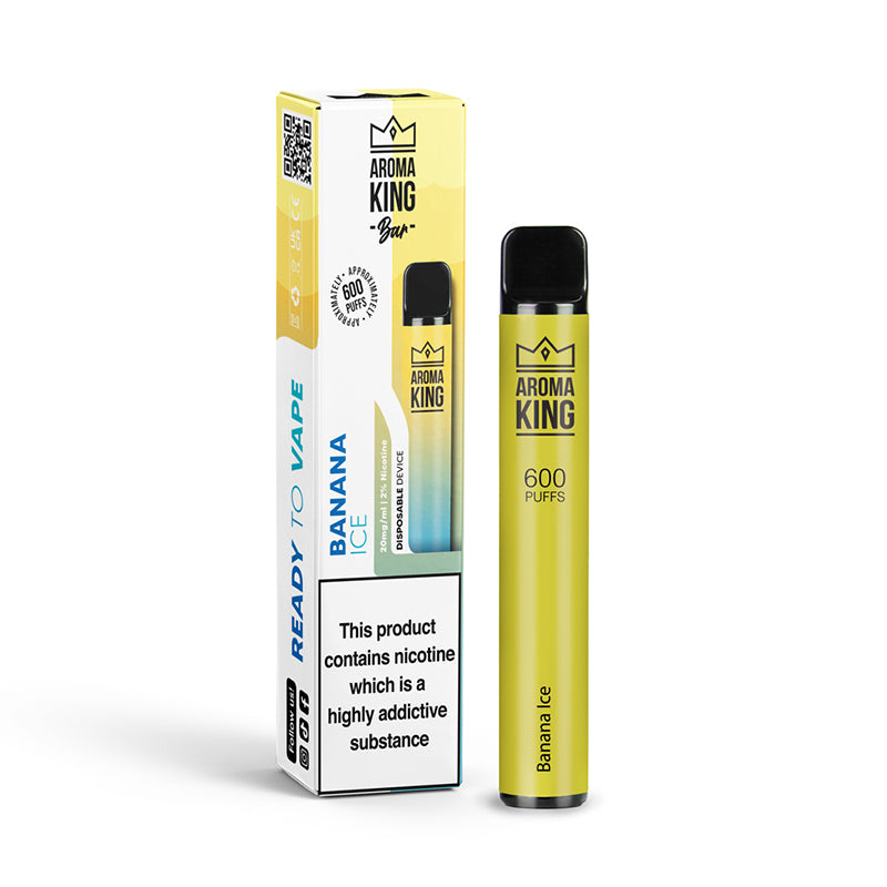 Aroma King | 600 Puffs | 0mg 10mg | Disposable Vape Pen | Banana Ice